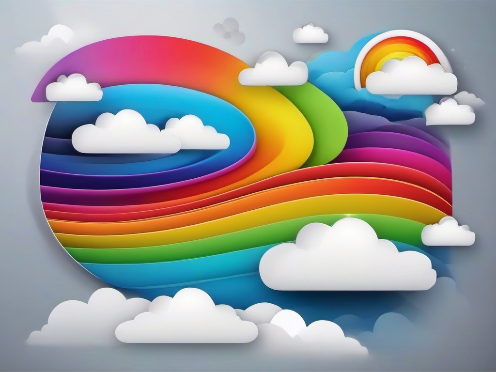 Rainbow Background With Clouds  