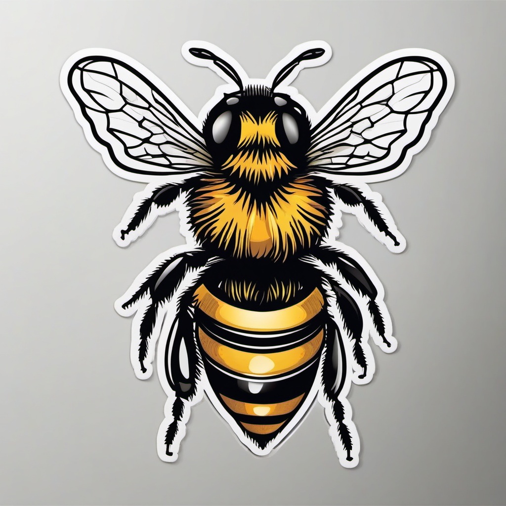 Bee Sticker - Detailed bee illustration, ,vector color sticker art,minimal