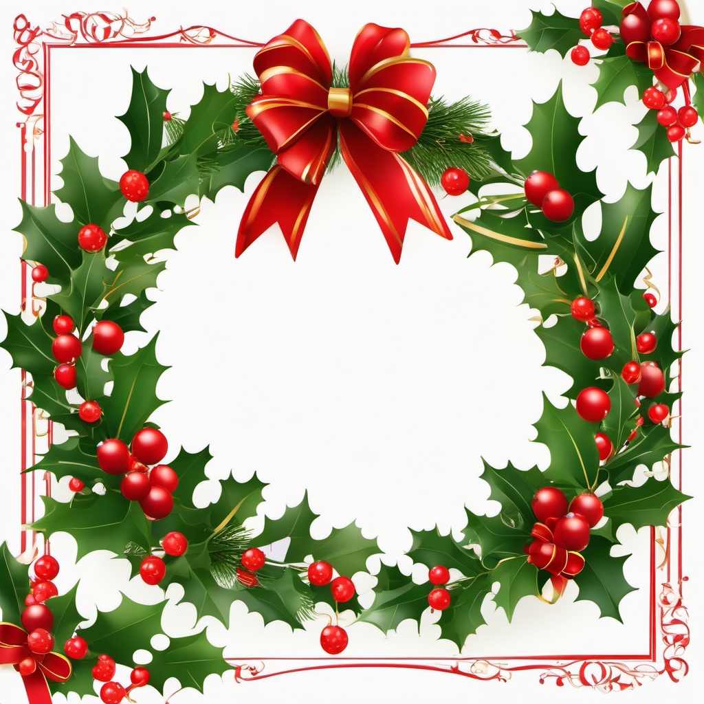 Christmas borders free with holly and ribbons clipart  simple, 2d flat