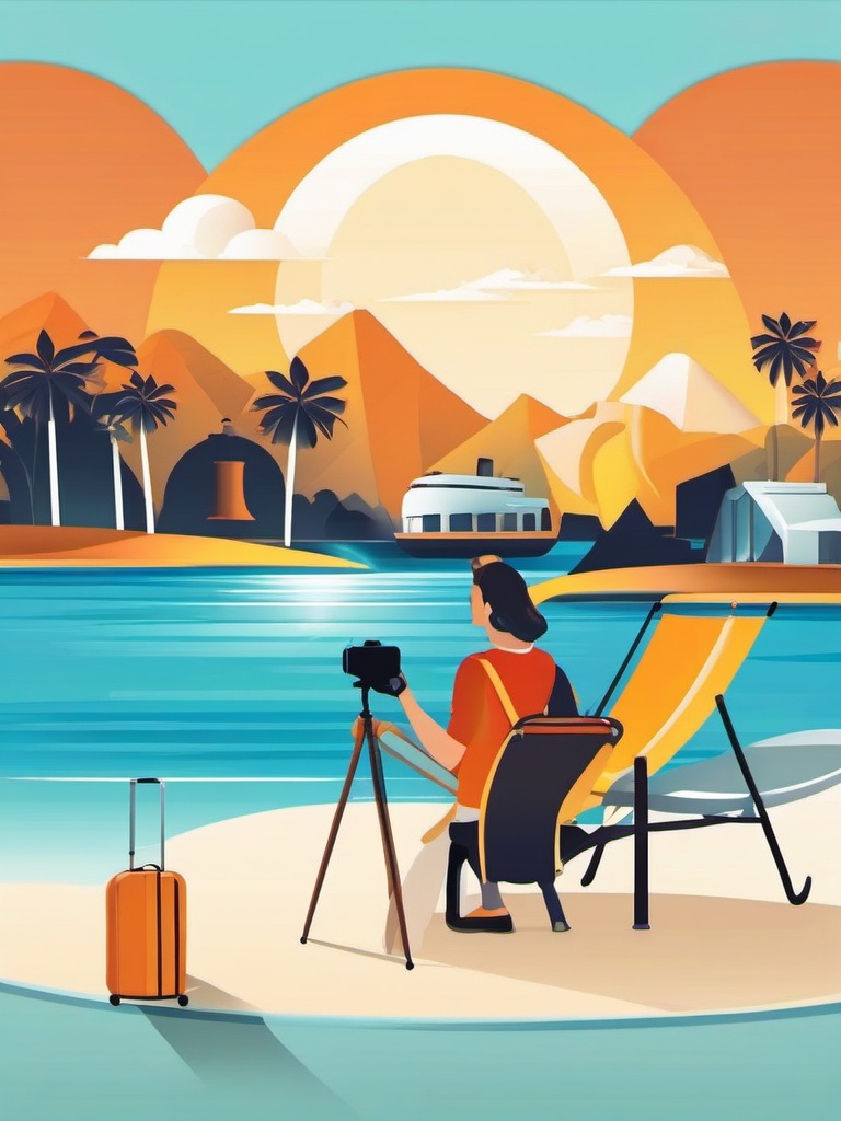 VR Travel clipart - VR travel experiences and exploration, ,vector color clipart,minimal