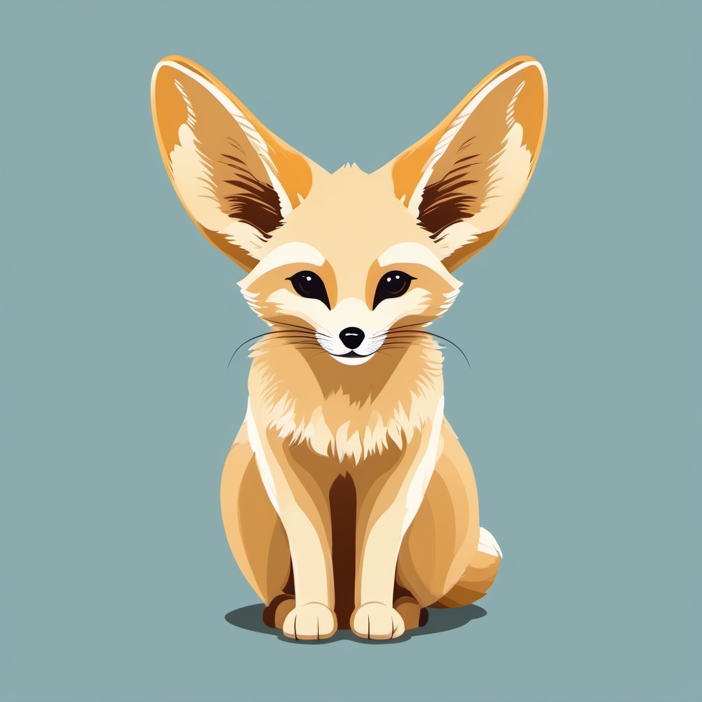 Fennec Fox Clip Art - A fennec fox with enormous ears,  color vector clipart, minimal style