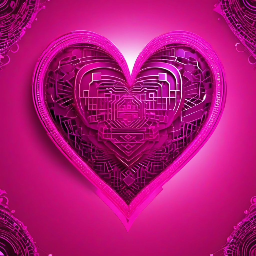 Pink Heart Wallpaper - Digital Love in the Futuristic Era  intricate patterns, splash art, wallpaper art