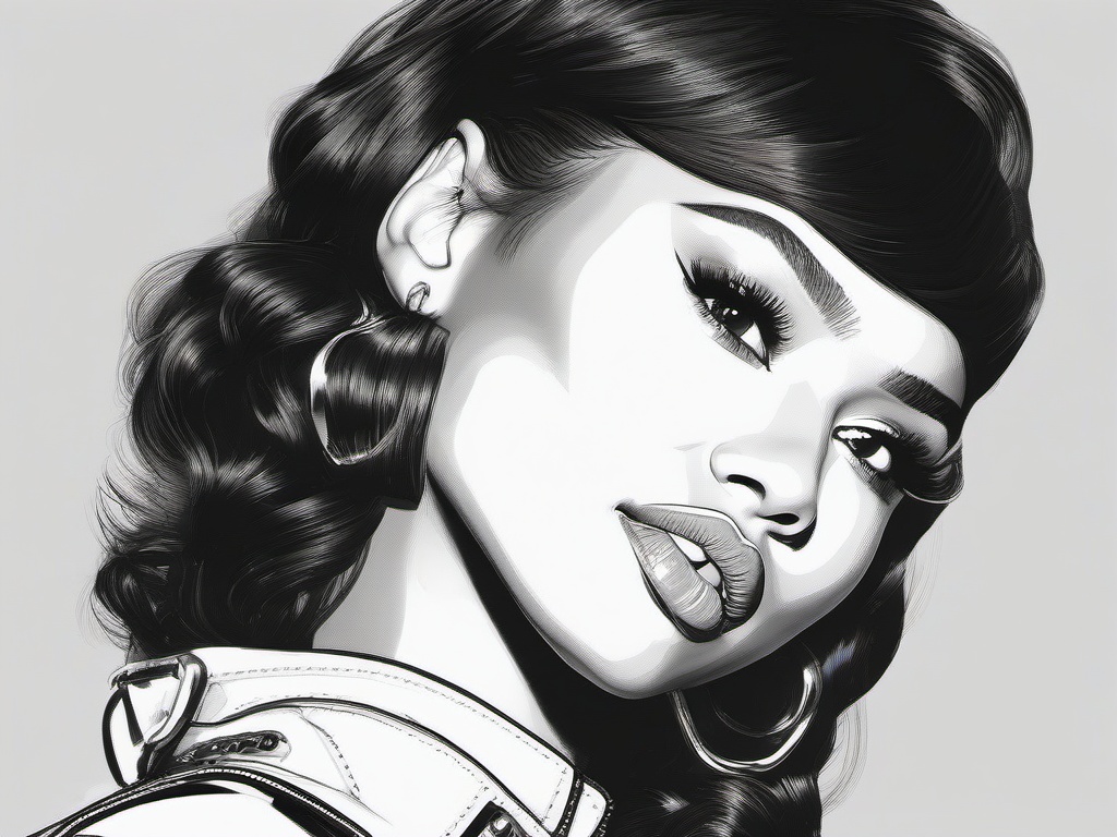 drawing of Zendaya in an iconic pose for a magazine  minimal rough sketch scribbles,doodles,black and white