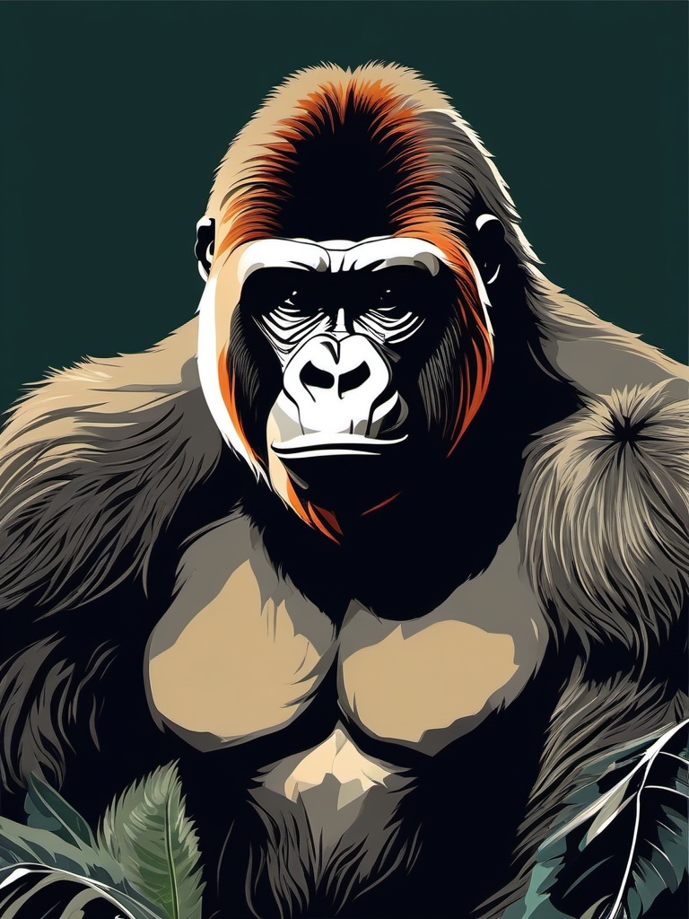 Gorilla clipart - Strong and intelligent primate in the jungle, ,vector color clipart,minimal