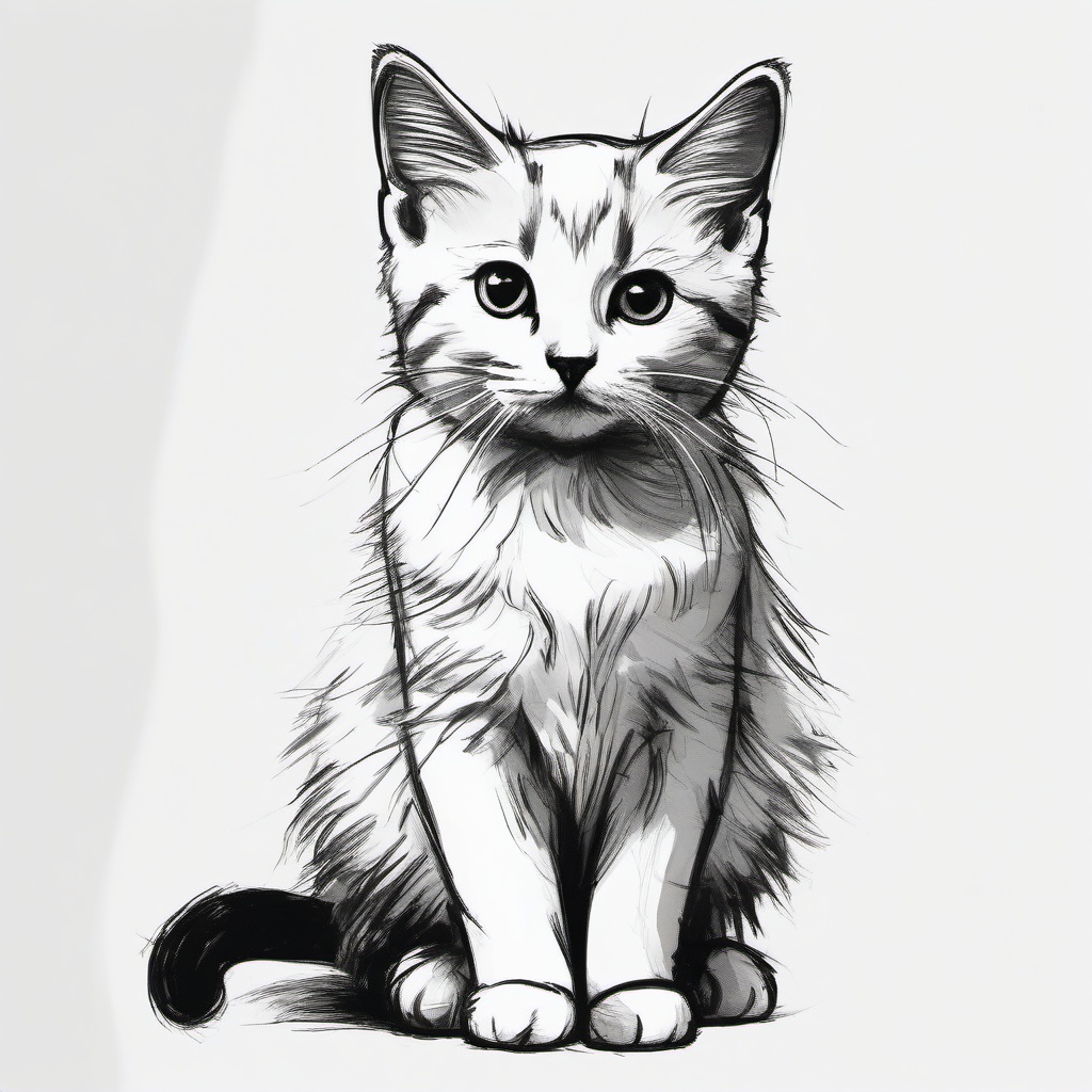 simple sketch of cat  minimal rough sketch scribbles,doodles,black and white