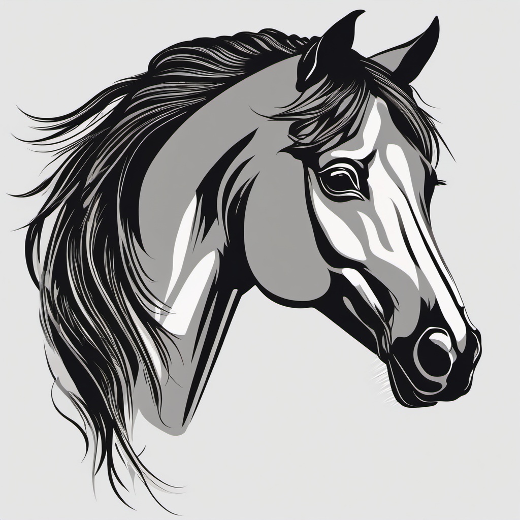 Arabian Horse Sticker - An elegant Arabian horse with a flowing mane, ,vector color sticker art,minimal