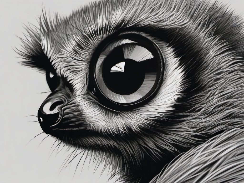 drawing of a lemur eye  minimal rough sketch scribbles,doodles,black and white