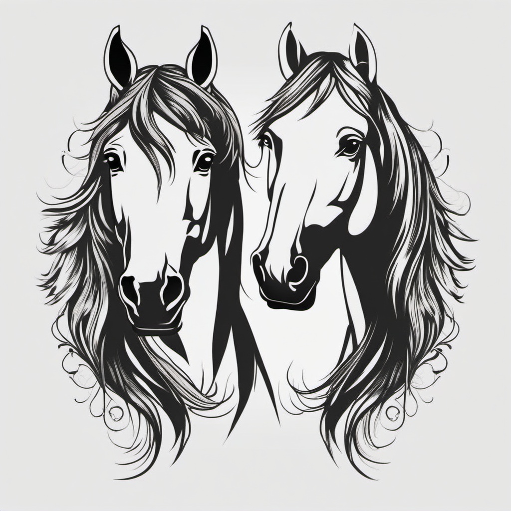 Horse Temporary Tattoos - Experiment with horse-themed temporary tattoos, allowing you to showcase various designs without a long-term commitment.  simple tattoo,minimalist,white background