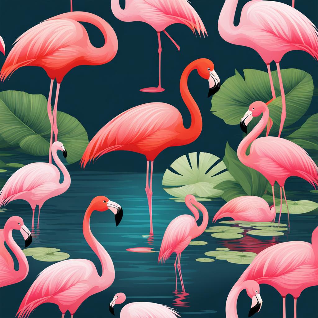 flamingo clipart: standing gracefully in a tranquil pond. 