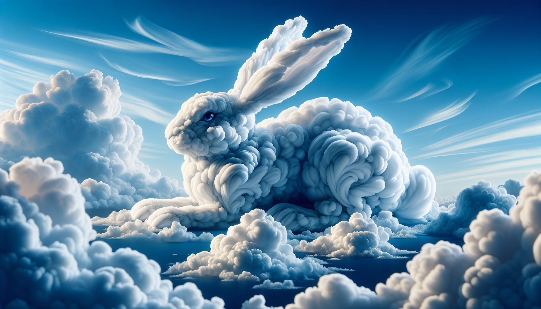 hyperdetailed photorealistic rabbit made of clouds, cloud rabbit, elegant cloud rabbit, 16k resolution, 64 megapixels, dynamic lighting