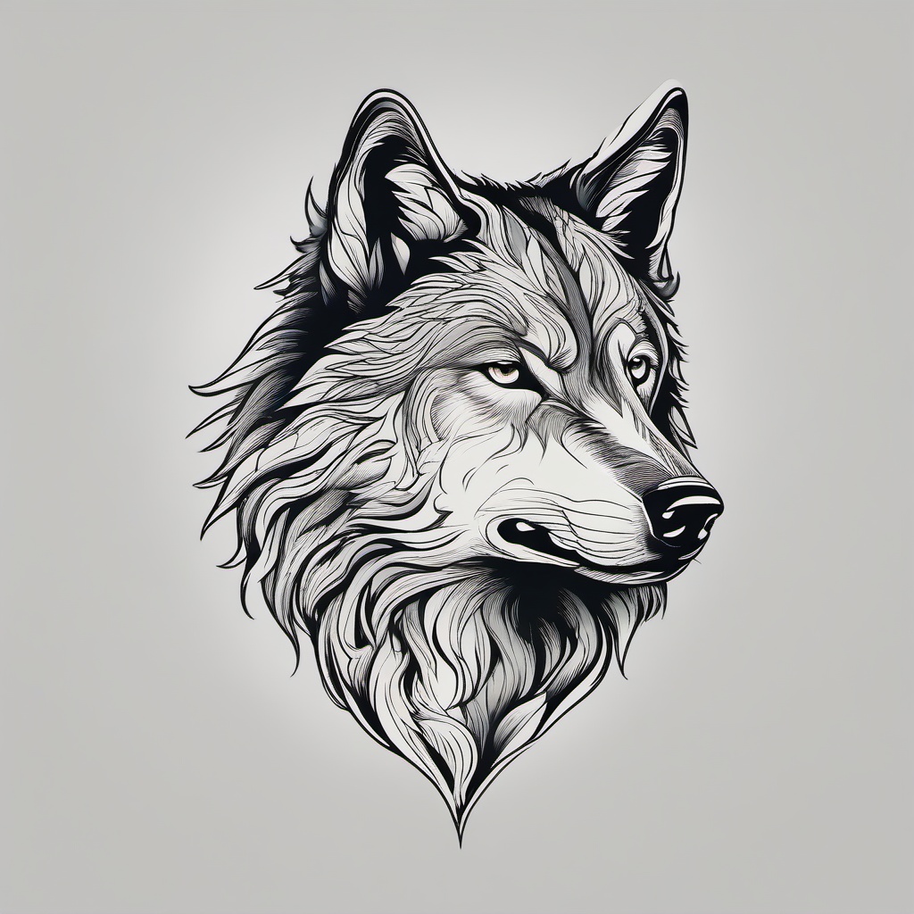 irish wolf tattoo  simple color tattoo,minimal,white background