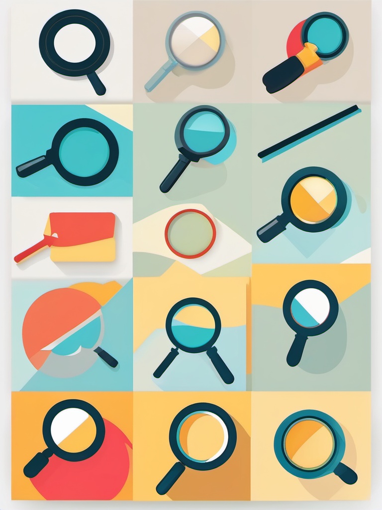 Clipart of a Magnifying Glass - Magnifying glass for search and zoom,  color vector clipart, minimal style