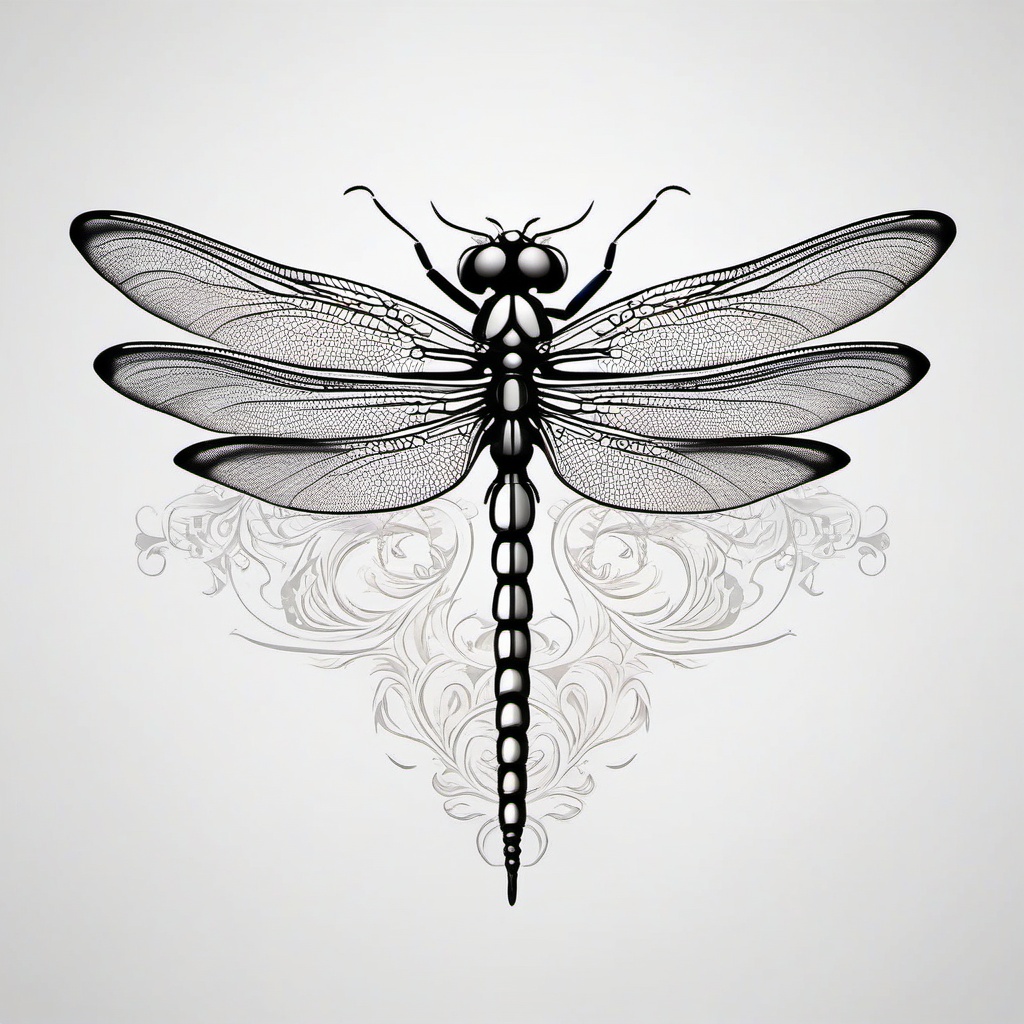 Unique Elegant Dragonfly Tattoos - Unique and elegant dragonfly tattoos with distinct and artistic elements.  simple color tattoo,minimalist,white background