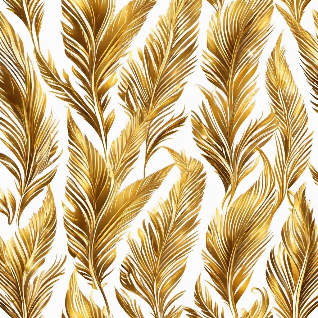 Golden Feather Clipart - A golden feather with intricate patterns, a symbol of creativity and inspiration.  color clipart, minimalist, vector art, 