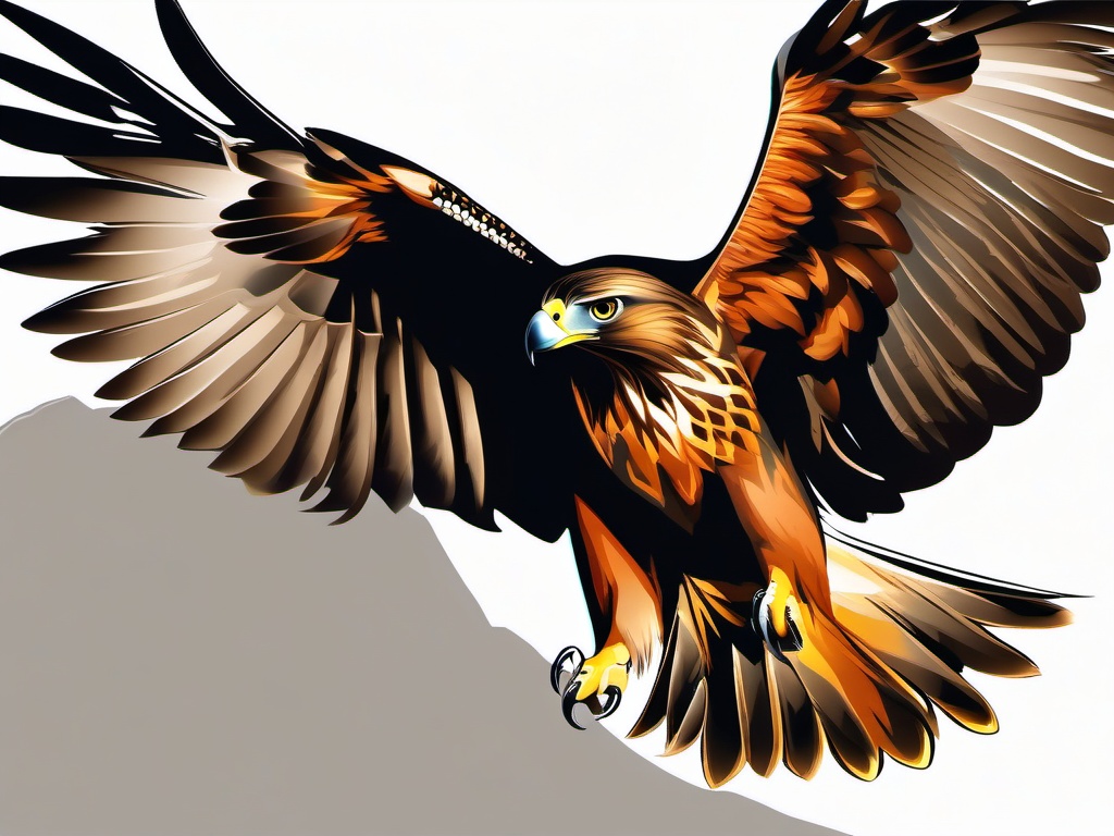 Hawk Tattoo - Hawk with keen eyes searching for prey in the wilderness  color tattoo design, clean white background