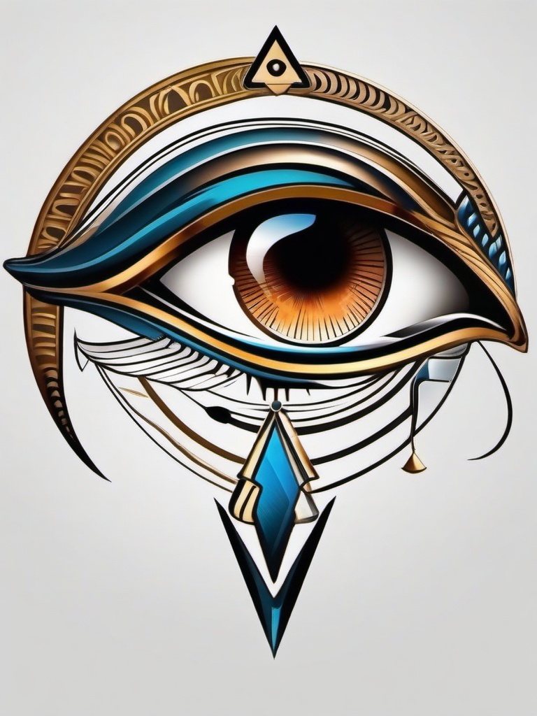 eye of horus and eye of ra tattoo  simple color tattoo,minimal,white background