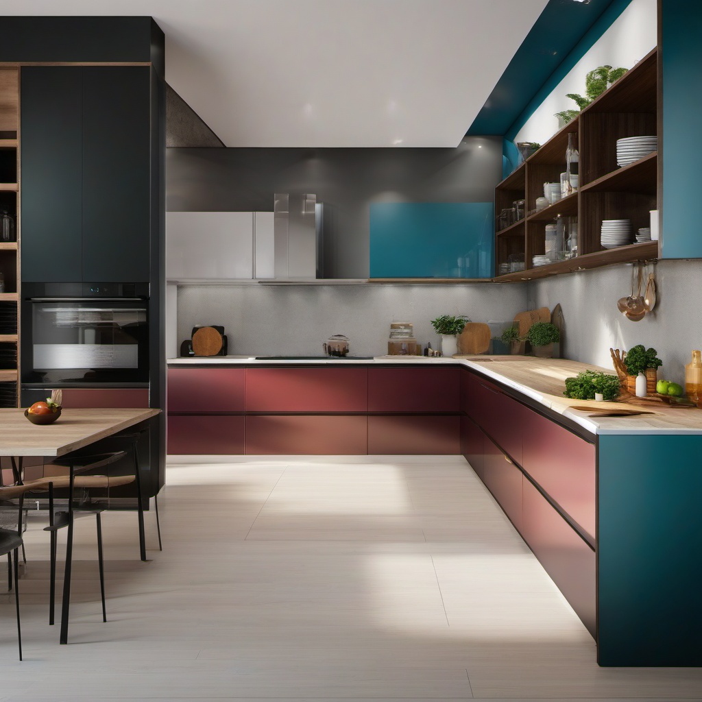 Contemporary Mediterranean Flair - Blend contemporary and Mediterranean elements in your kitchen. , kitchen layout design ideas, multicoloured, photo realistic, hyper detail, high resolution,