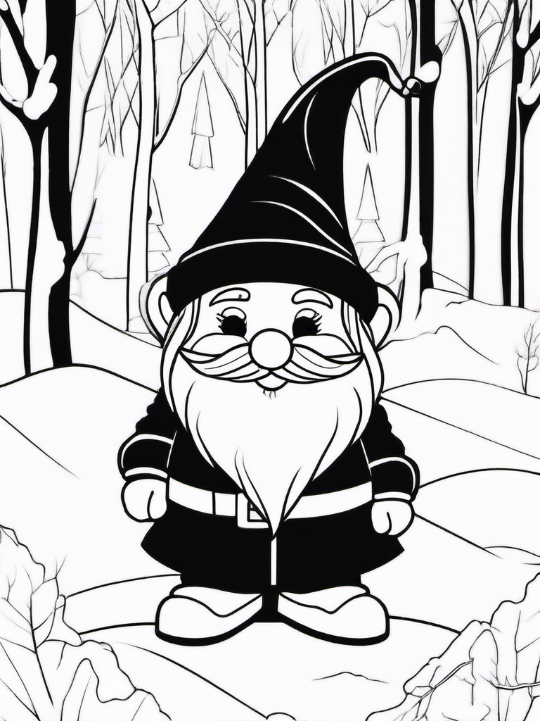 Winter Gnome Coloring Pages - Playful Gnomes Enjoying the Snow  minimal black outline printable sheet, coloring page