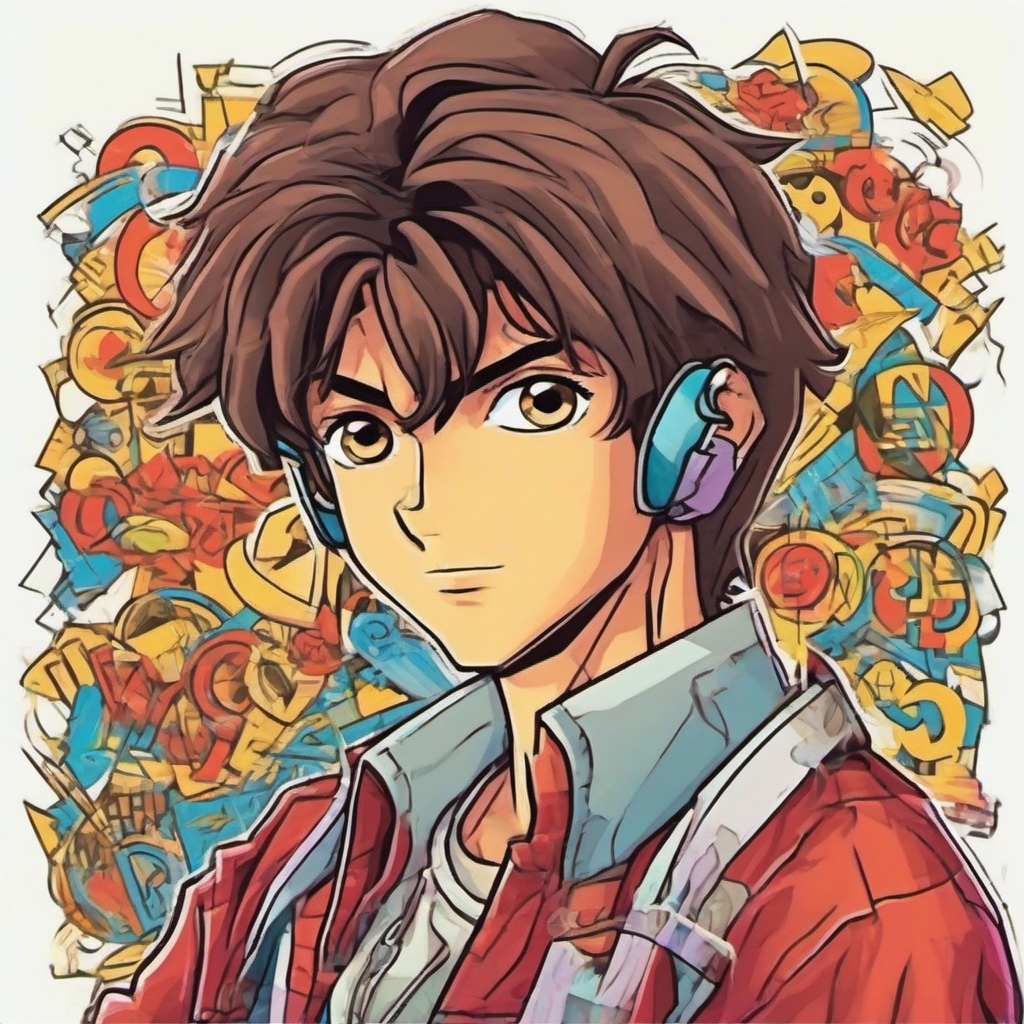 1990s anime boy Latino  , vector illustration, clipart