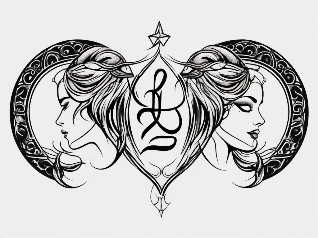 meaningful gemini tattoos for females  simple vector color tattoo