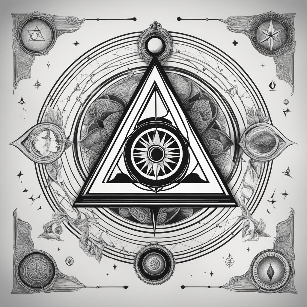 alchemy and esoterica - design a tattoo inspired by alchemical symbols and esoteric imagery. 