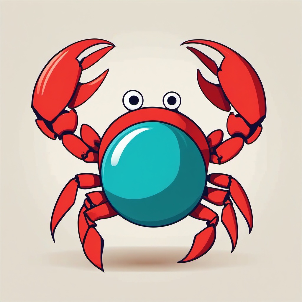 Crab clipart - crab playing with a beach ball  color,minimalist,vector clipart