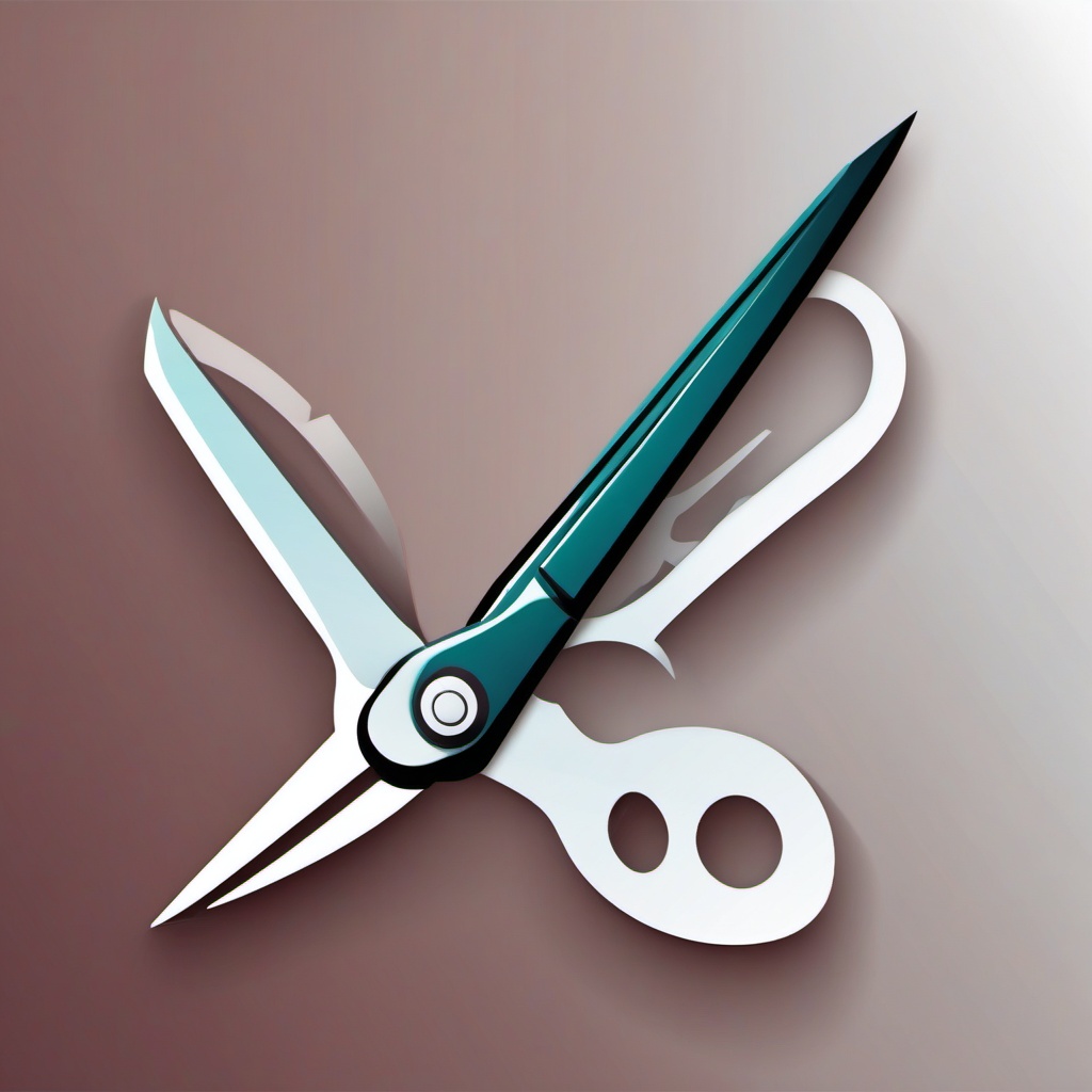 Scissors and Cut Line Icon - Scissors and cut line icon for cutting and trimming,  color vector clipart, minimal style