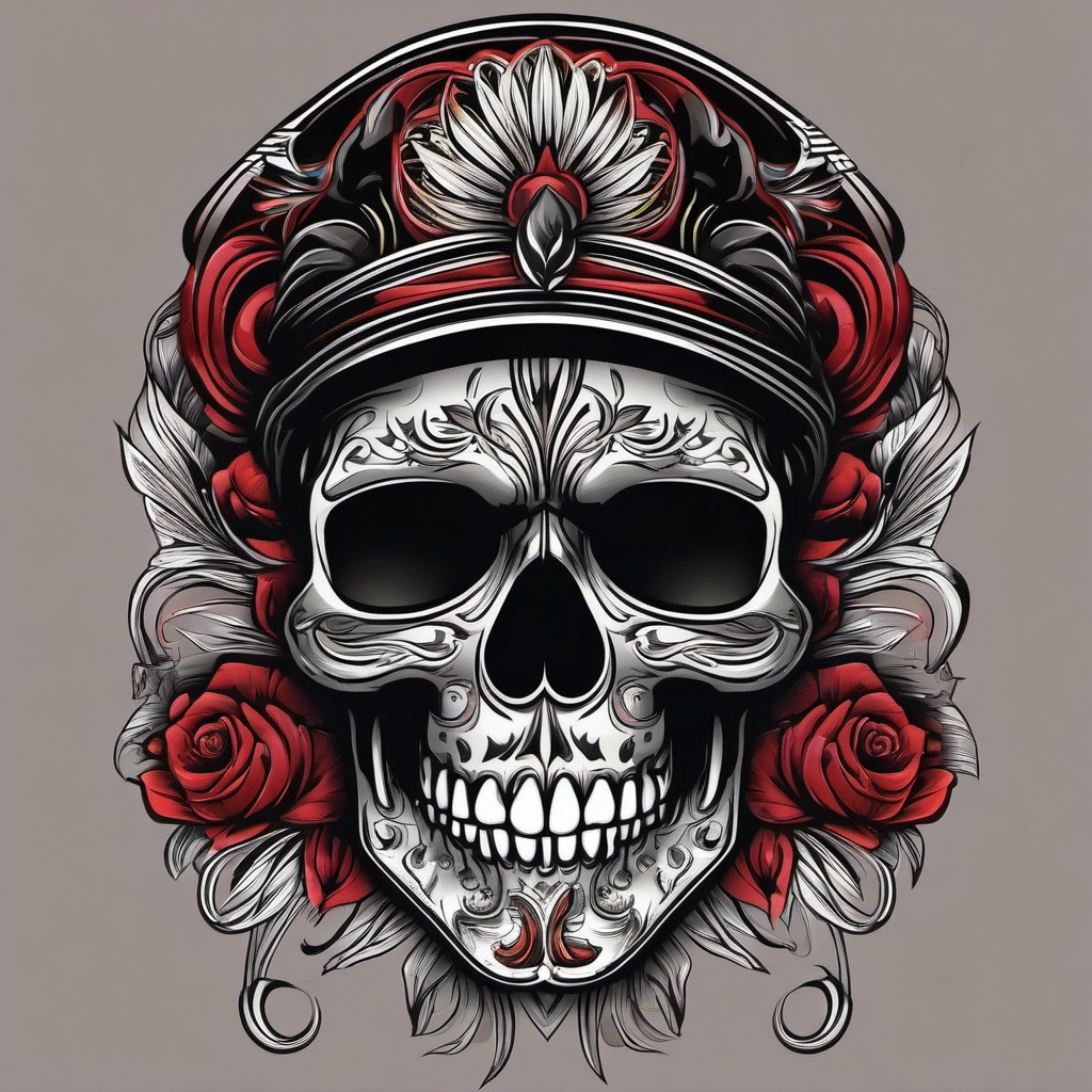 chicano art skull  simple vector color tattoo