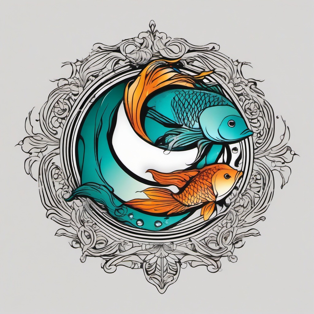 best tattoo for pisces  simple vector color tattoo