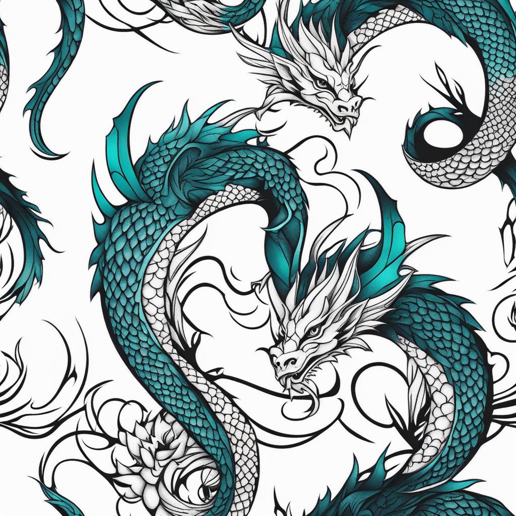 Tattoo small dragon, Delicate and tiny dragon tattoo designs.  color, tattoo style pattern, clean white background