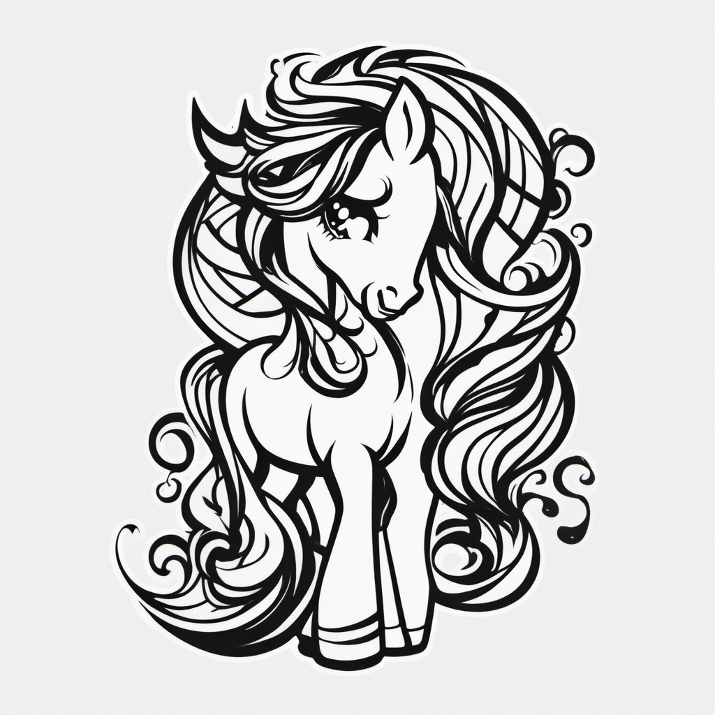 my little pony tattoo black and white  simple tattoo,minimalist,white background