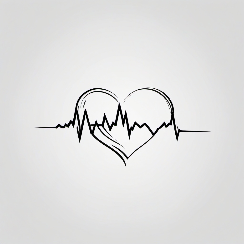 Heart Rate Tattoo Design - Infuse creativity into your tattoo by exploring unique designs inspired by heart rate visuals.  simple vector color tattoo,minimal,white background