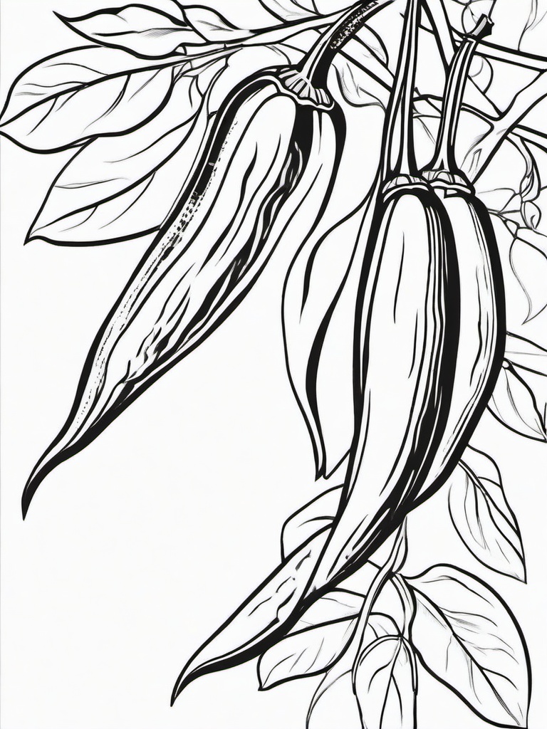 Vegetable Coloring Pages - Red chili pepper with a stem  simple coloring pages