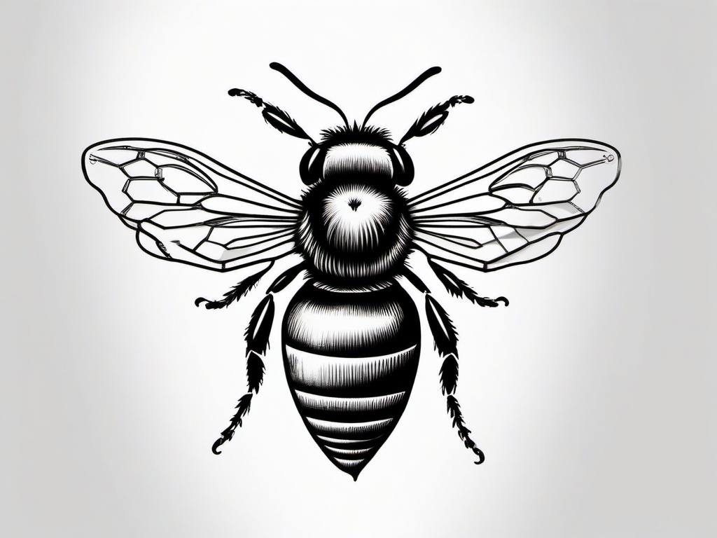 Honey and Bee Tattoo - Symbolize the connection between bees and their precious nectar with a honey and bee tattoo, capturing the essence of nature's collaboration.  simple tattoo,minimalist,white background