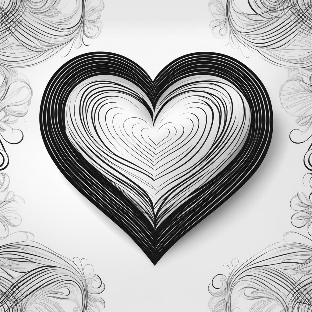 heart clip art black and white on a love note - symbolizing love and affection. 