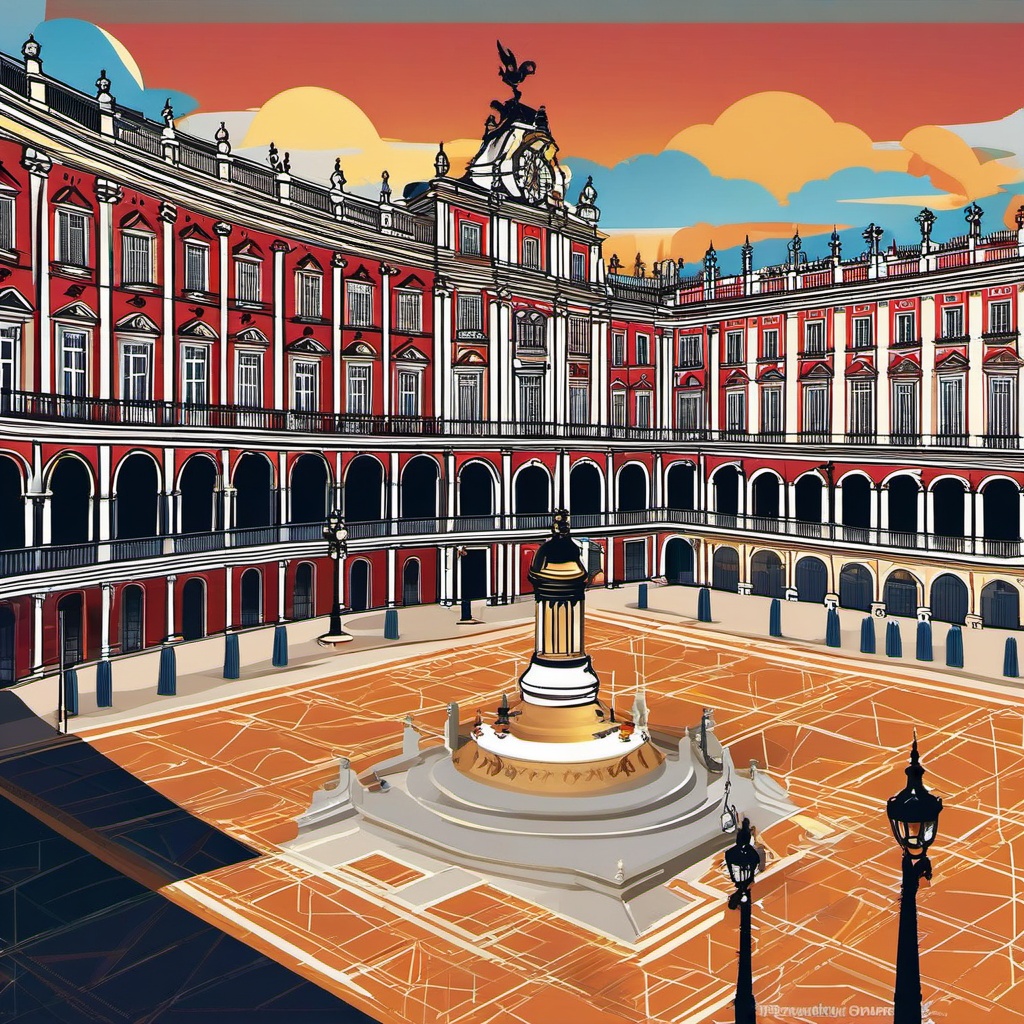 Madrid clipart - Royal Palace of Madrid and Plaza Mayor,  color vector clipart