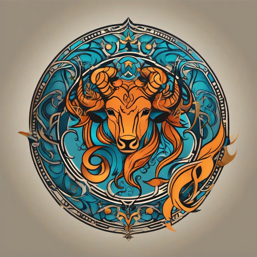 aquarius and taurus combined tattoo  simple vector color tattoo