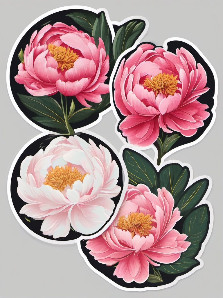 Peony Sticker - Embrace the lush and romantic blooms of a peony with this elegant sticker, , sticker vector art, minimalist design