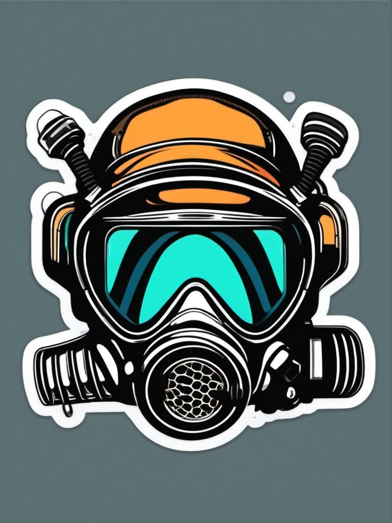 Scuba Diving Mask Sticker - Underwater discovery, ,vector color sticker art,minimal