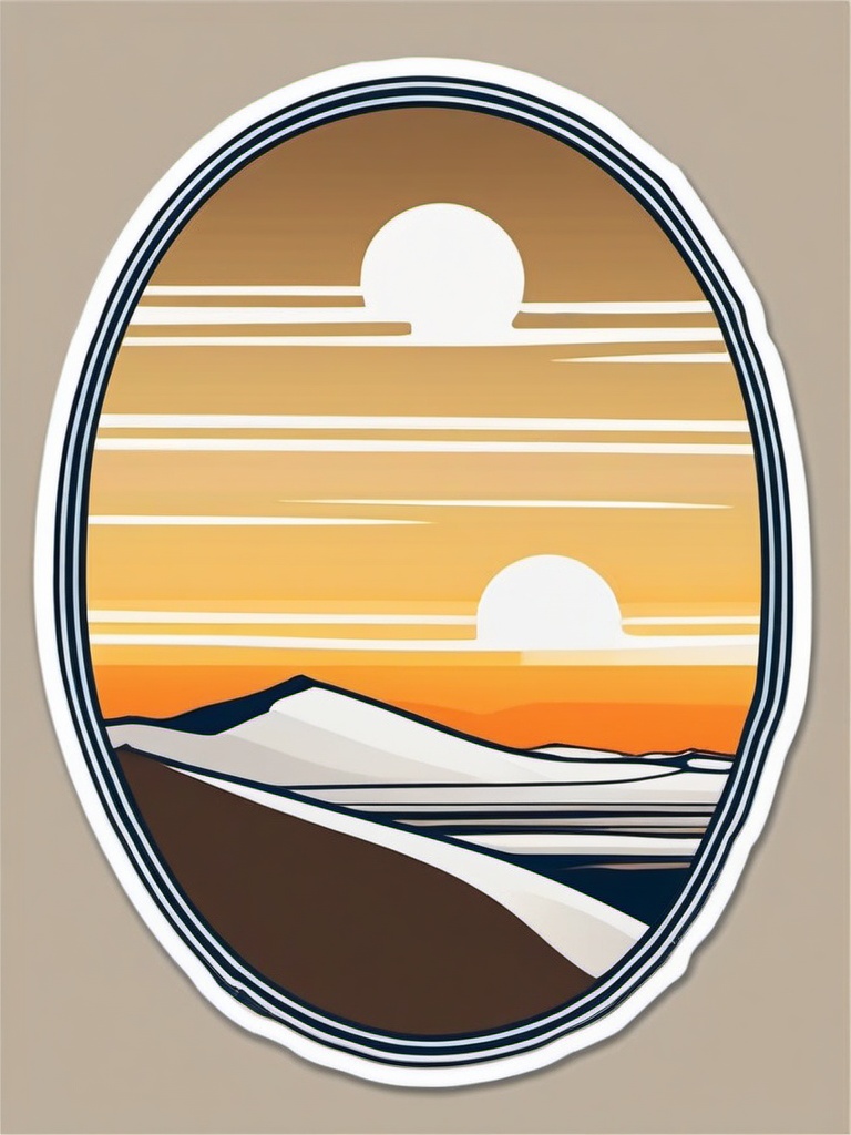 White Sands National Park sticker- Unique white gypsum sand dunes in New Mexico, , sticker vector art, minimalist design