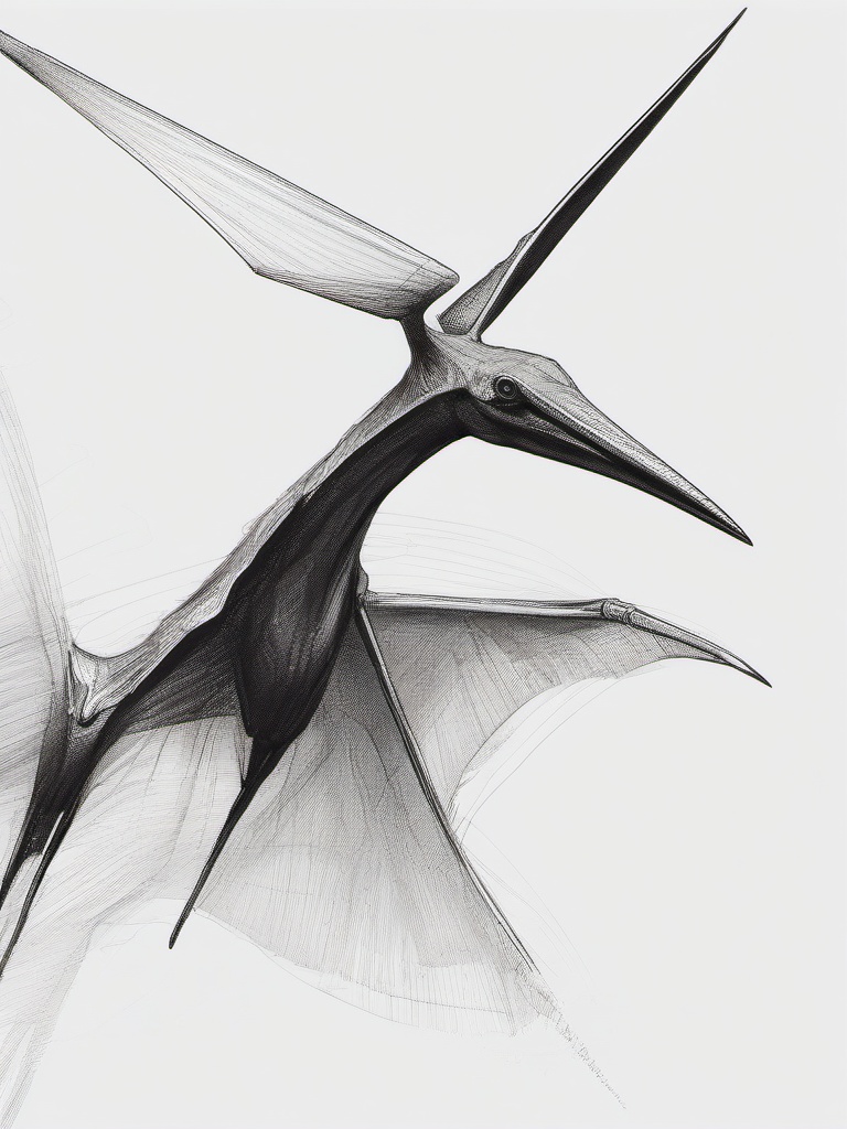 drawing of a Pteranodon dinosaur  minimal rough sketch scribbles,doodles,black and white