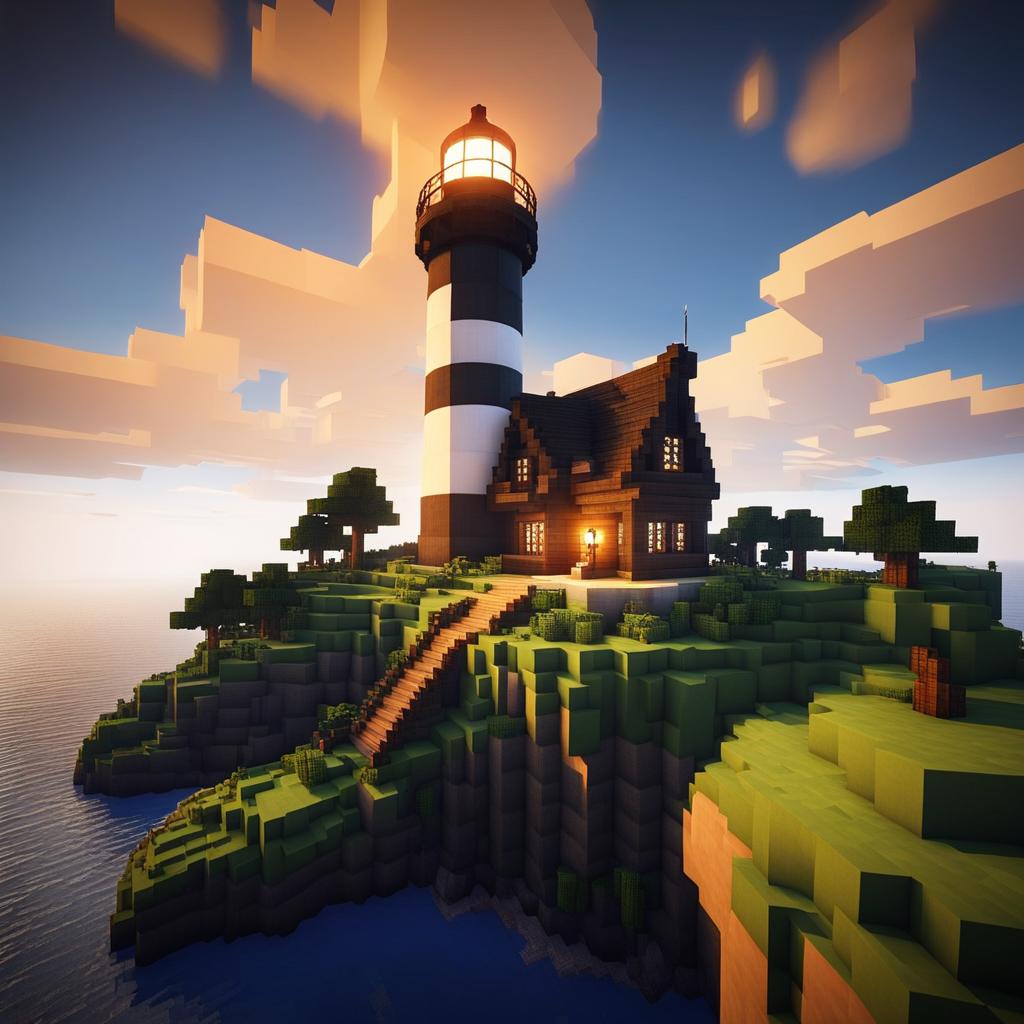 lighthouse on a remote island with breathtaking views - minecraft house ideas minecraft block style