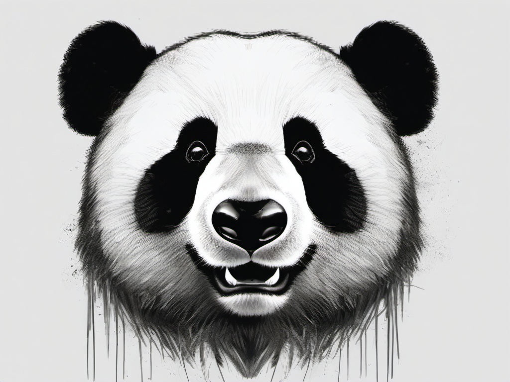 drawing of a giant panda bear  minimal rough sketch scribbles,doodles,black and white