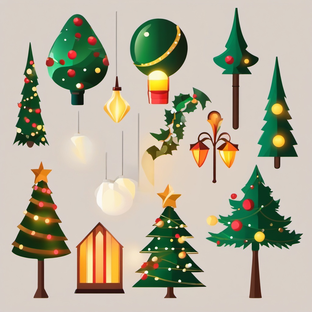 Christmas Clipart Lights,Decorating a holiday light show promotion  simple, 2d flat