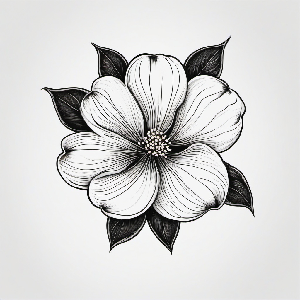 Dogwood Flower Tattoo - Symbolizes endurance, faith, and rebirth  minimal tattoo design,white background