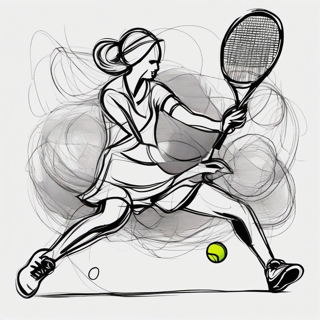 drawing of tennis  minimal rough scribbles,doodles,black and white