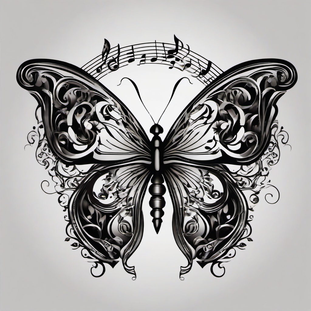 music note with butterfly tattoo  