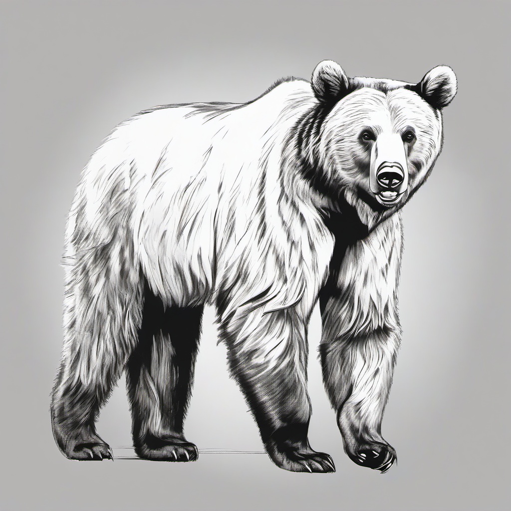 drawing of a European brown bear  minimal rough sketch scribbles,doodles,black and white