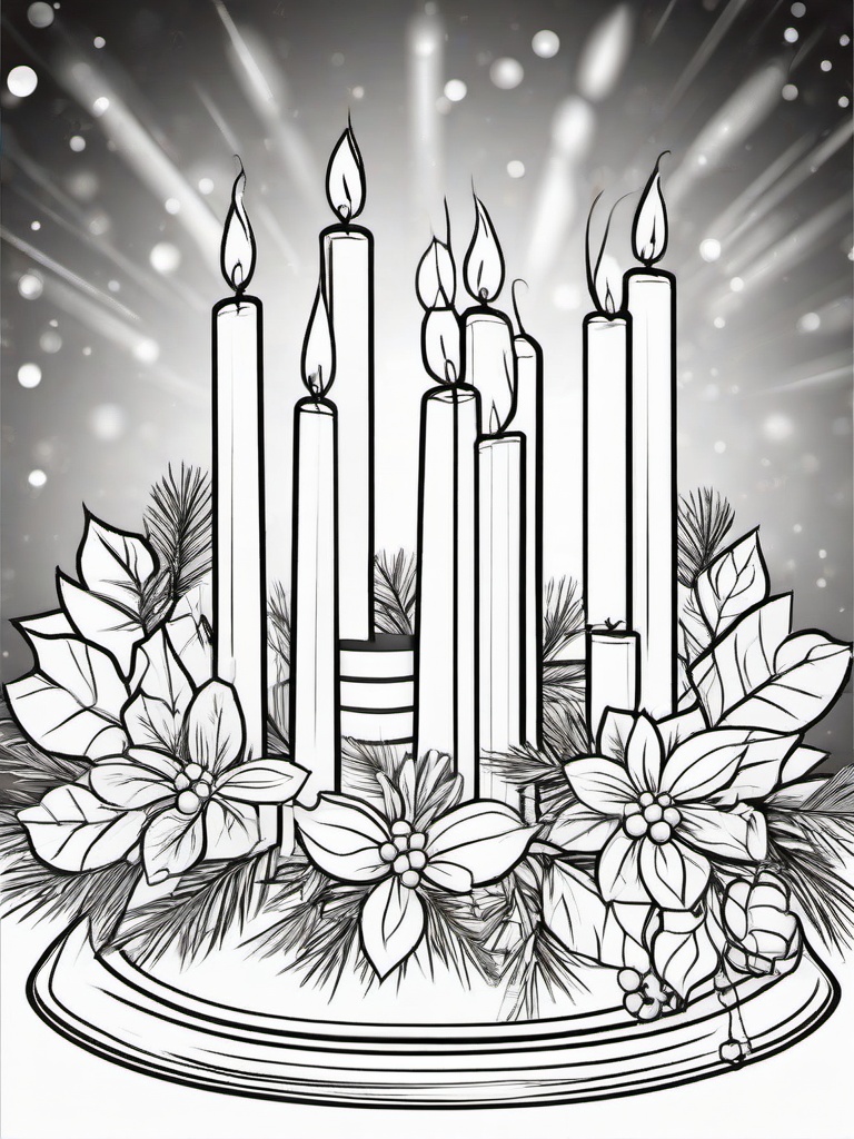 Advent Wreath Coloring Page  outling,coloring pages,black and whit