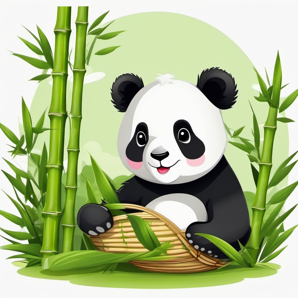 Cute Panda in a Bamboo Wonderland  clipart, simple